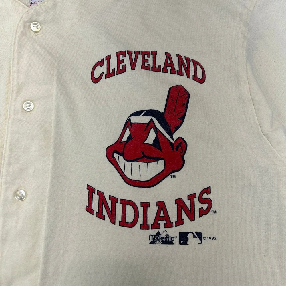 90s Vintage Majestic Cleveland Indians Jersey Mens 3XL Chief Wahoo Graphic Tee